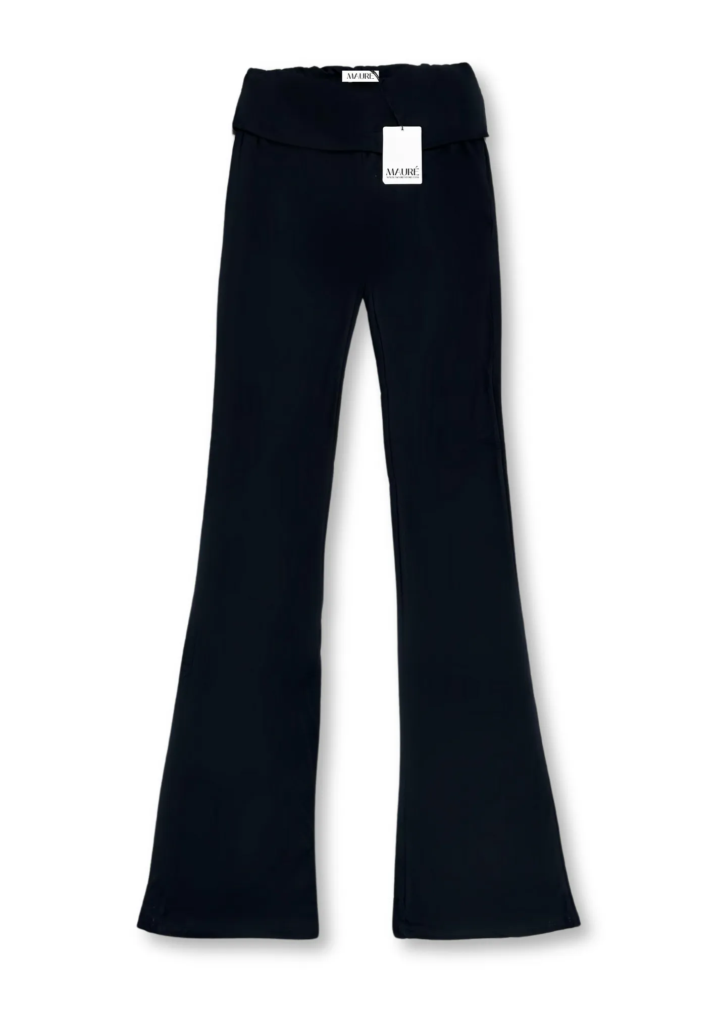 Fold-over flared pants black(TALL)