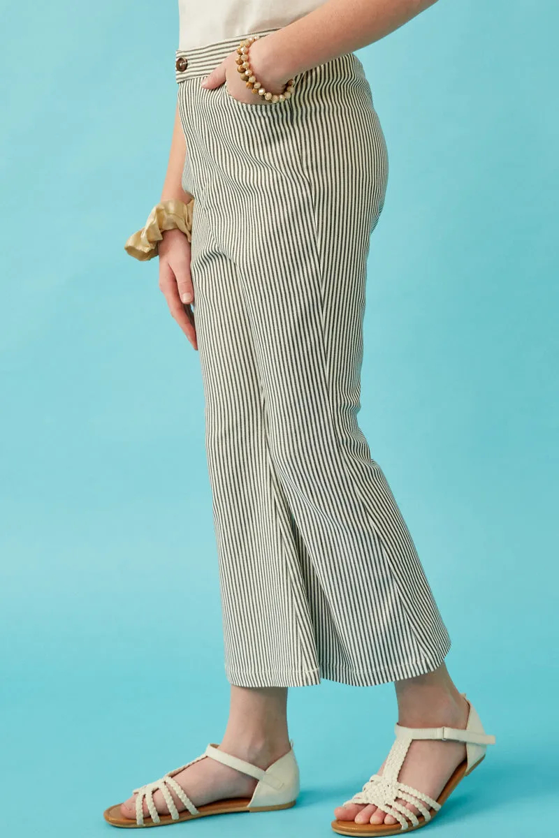 Girls Stretch Pinstripe Flared Pants