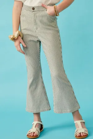 Girls Stretch Pinstripe Flared Pants