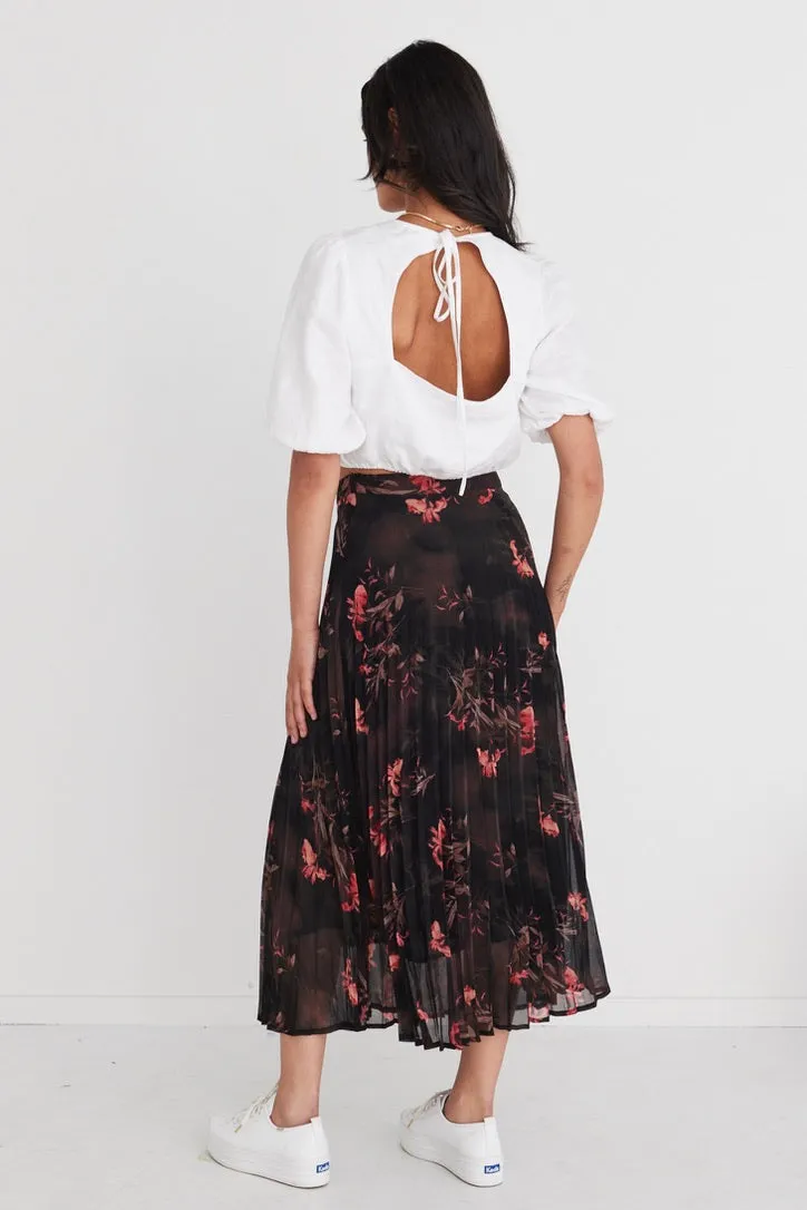 Glamour Black Orchid Chiffon Pleated Midi Skirt