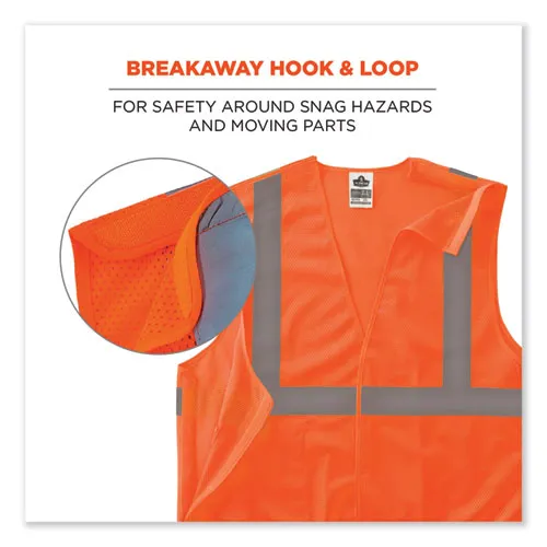 Glowear 8215ba-s Single Size Class 2 Economy Breakaway Mesh Vest, Polyester, X-small, Orange, Ships In 1-3 Business Days