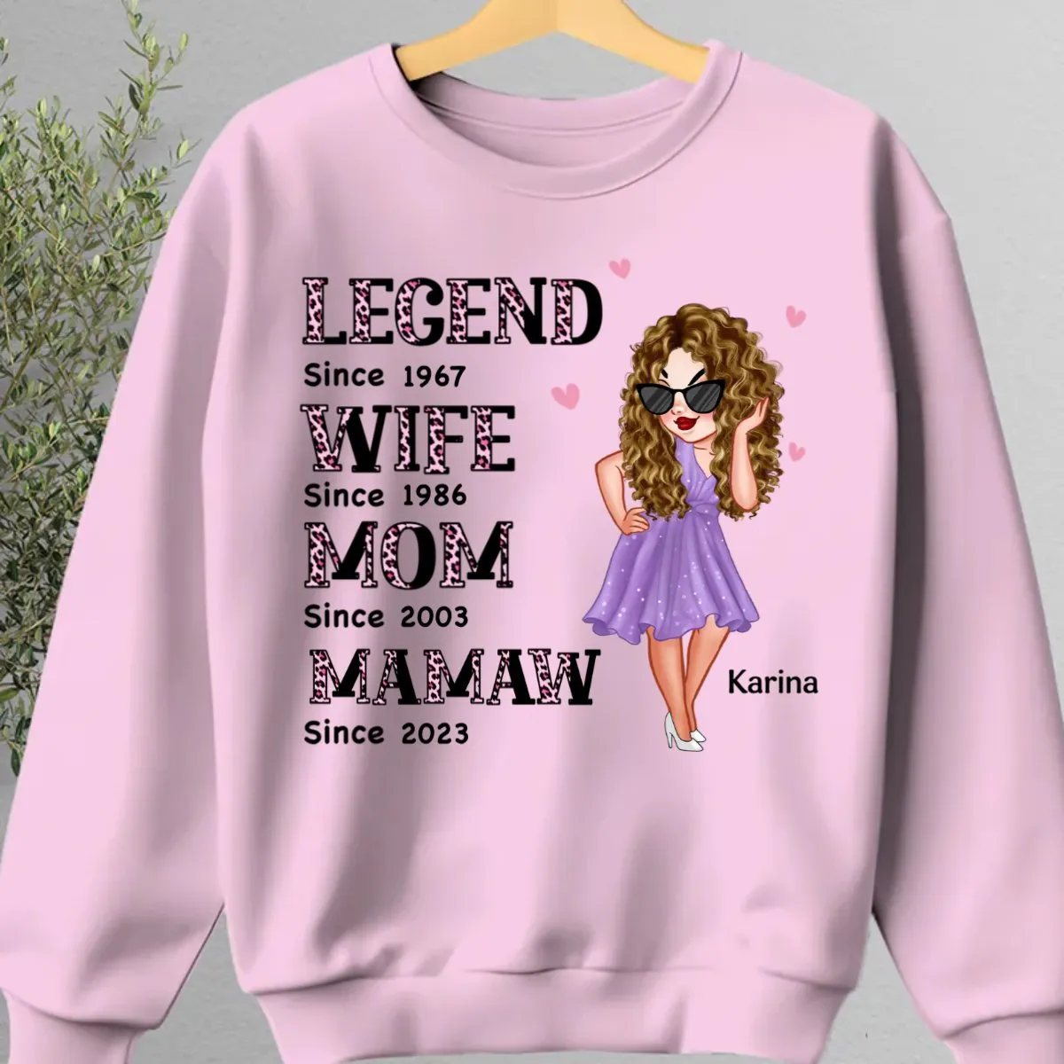 Grandma - Half Pink Leopard Sassy Legend Wife Mom Grandma - Personalized Unisex T-shirt, Sweater, Hoodie