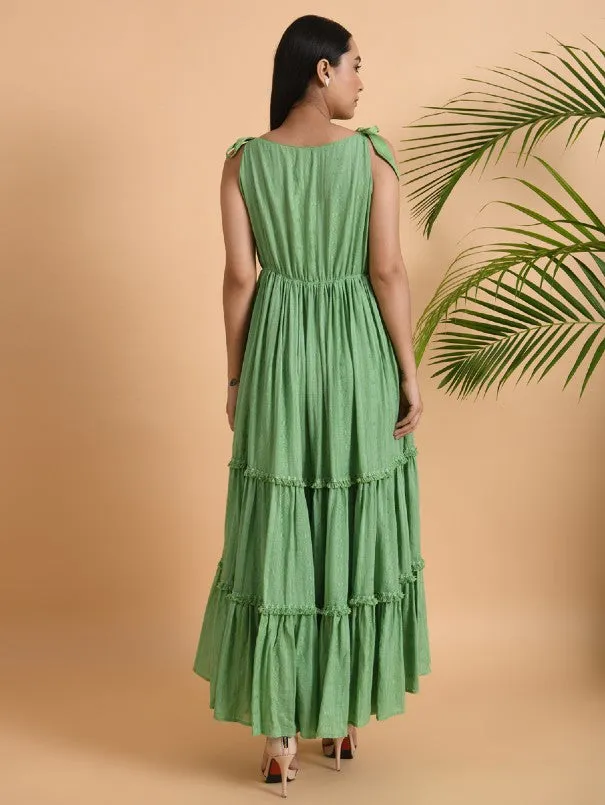 Green Cotton Maxi Dress