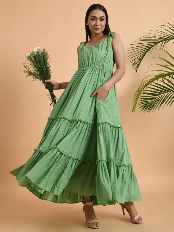 Green Cotton Maxi Dress