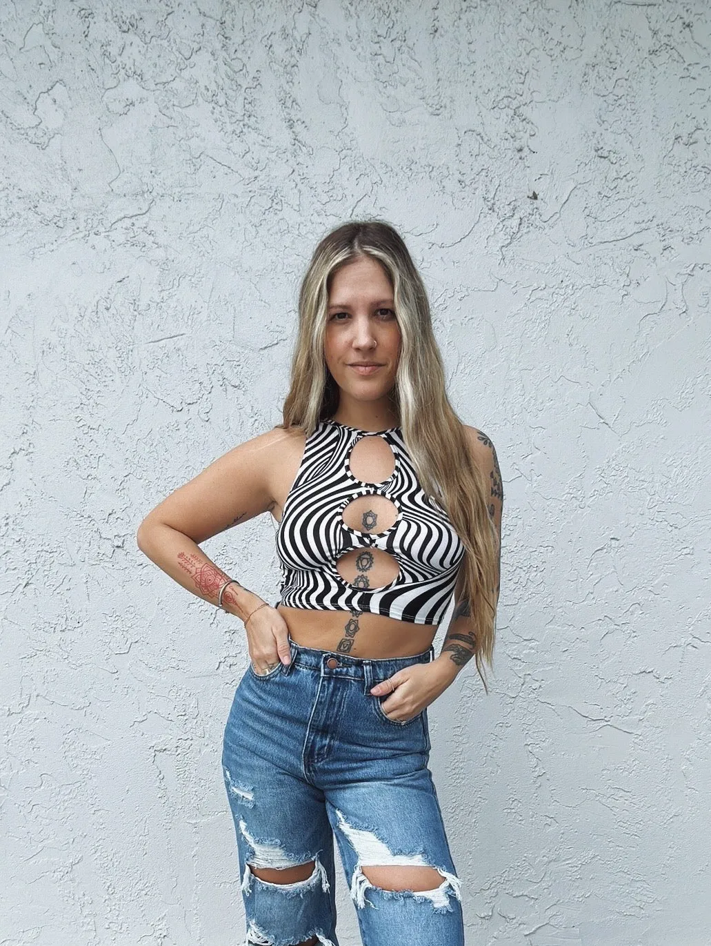 Groovy Is My Name Wavy Printed Crop Top