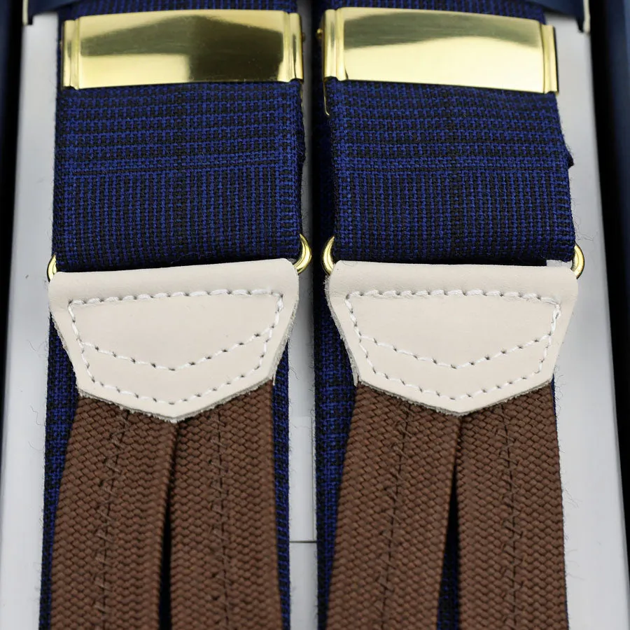 Hardy Minnis Glencheck Wool Braces - Navy