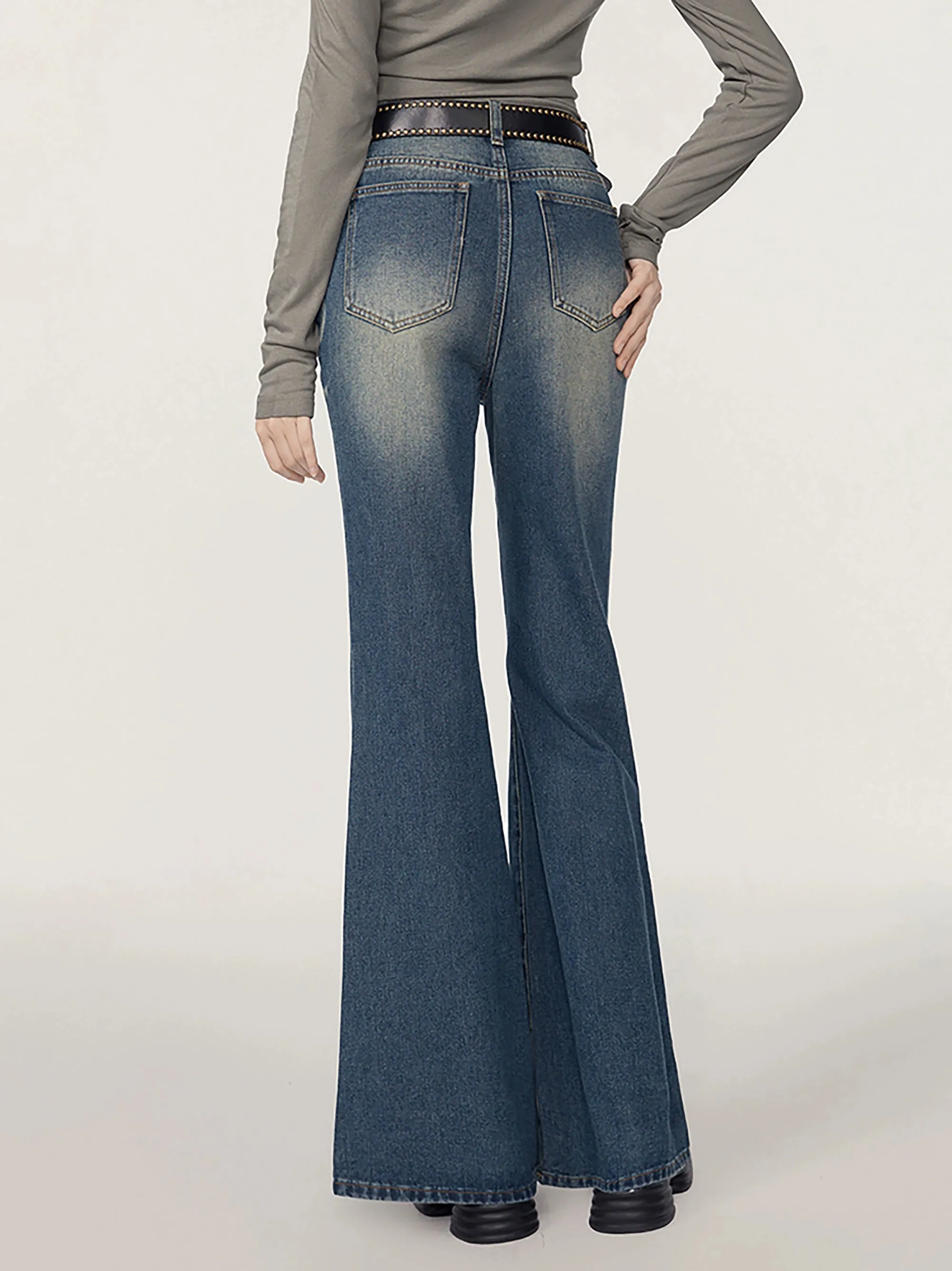 High waist flared jeans pants