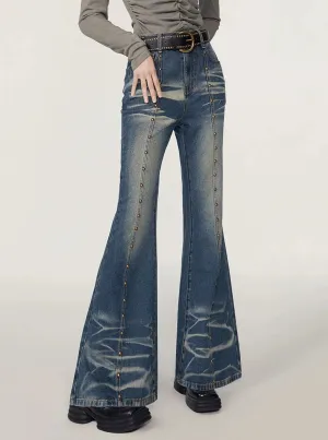 High waist flared jeans pants