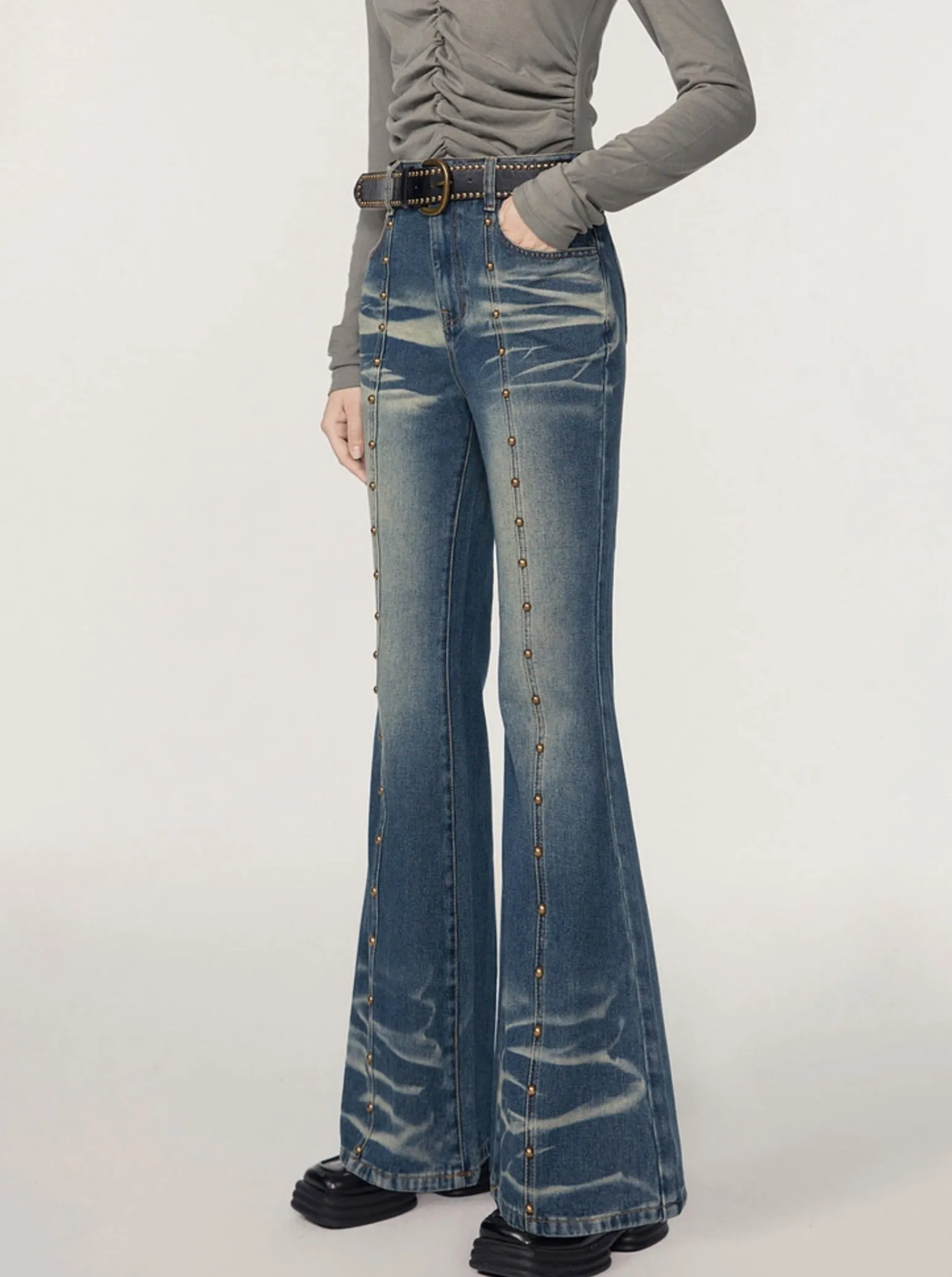 High waist flared jeans pants