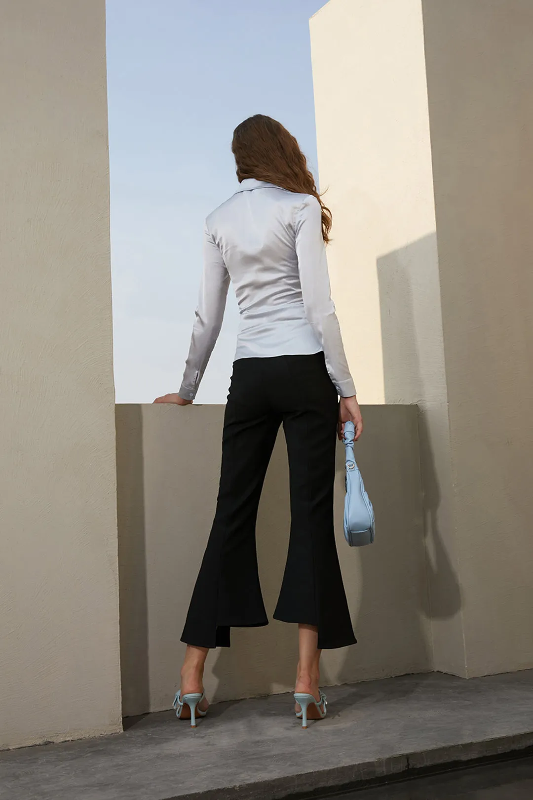 High waist flared pants | Black trousers | Street trousers