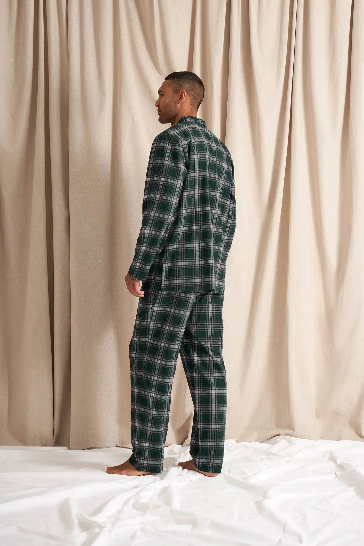 His and Hers Plaid Pyjama Sets in Green