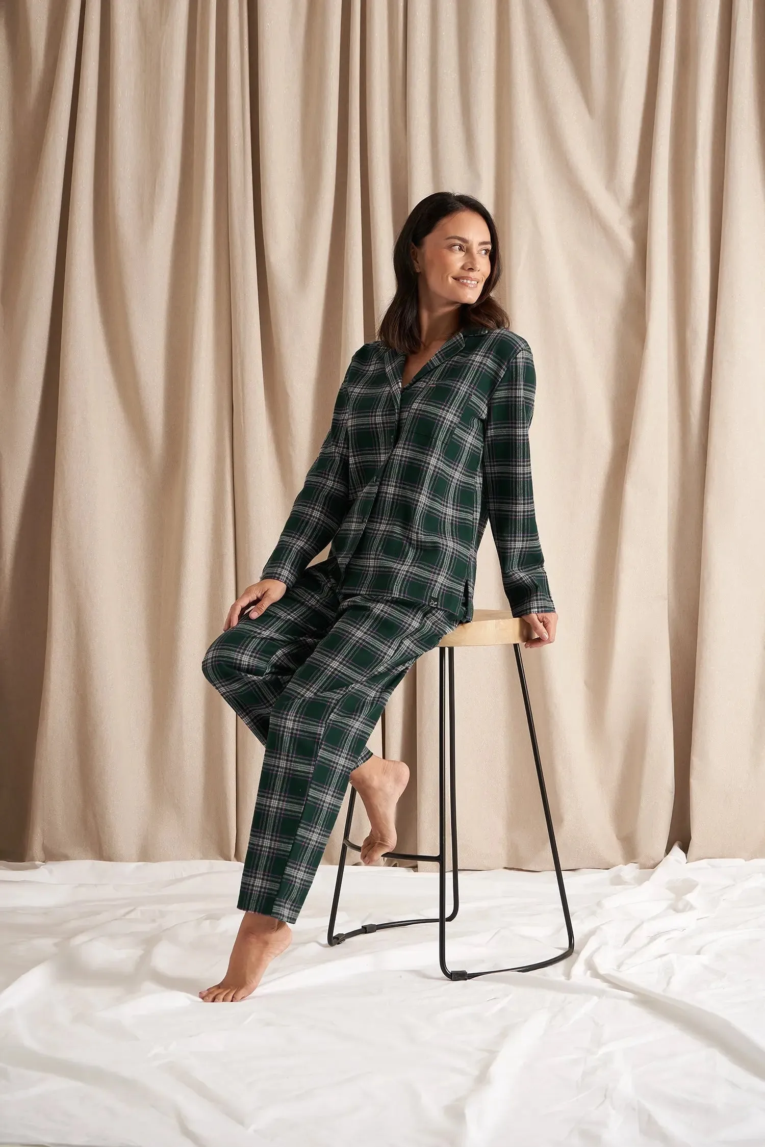 His and Hers Plaid Pyjama Sets in Green