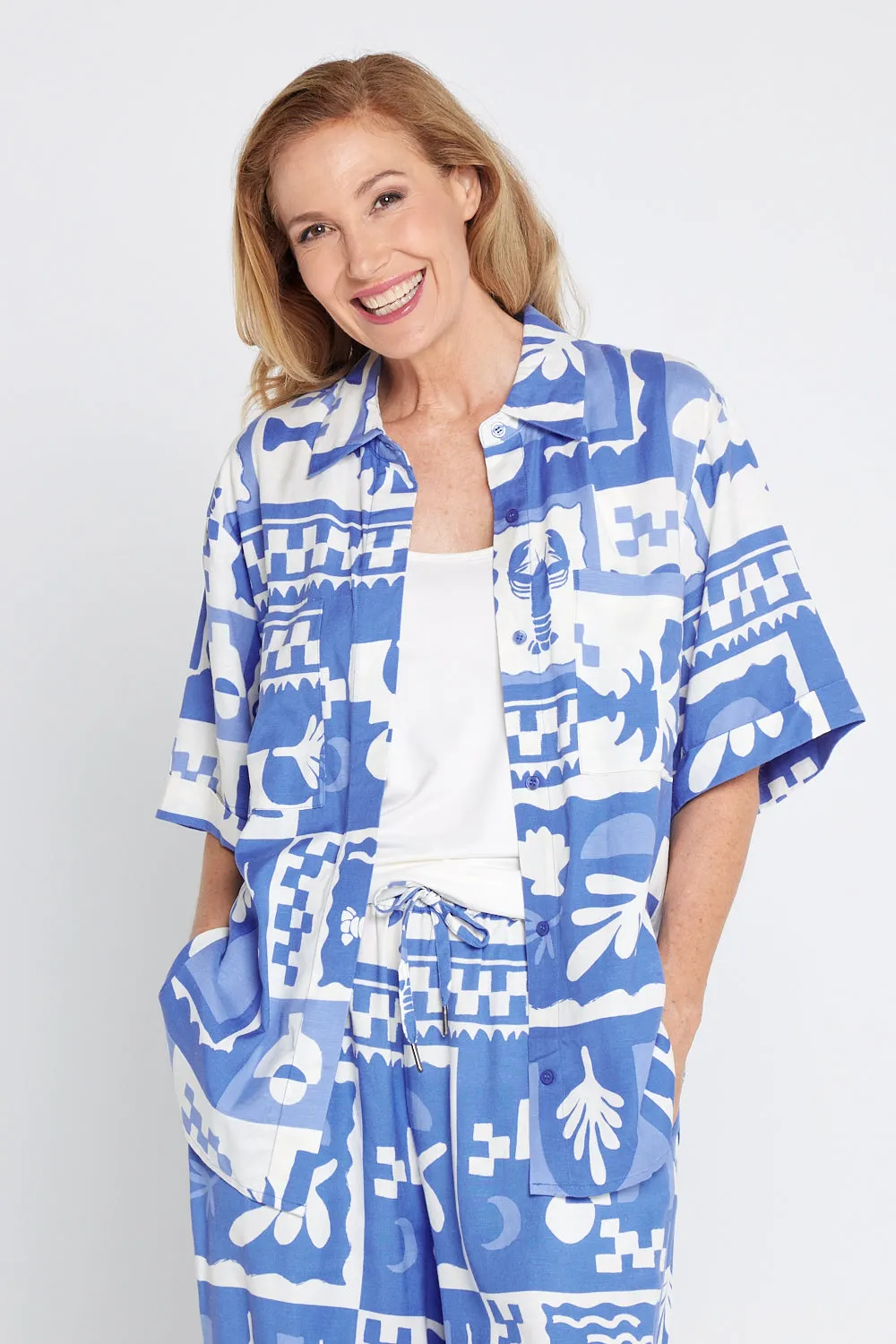 Holiday Sun Shirt - Cerulean Blue Print