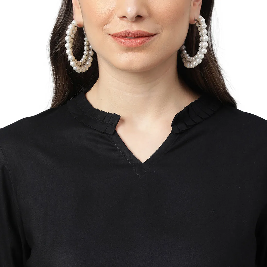 Idalia Black A-line Rayon Kurta With Palazzo Pants