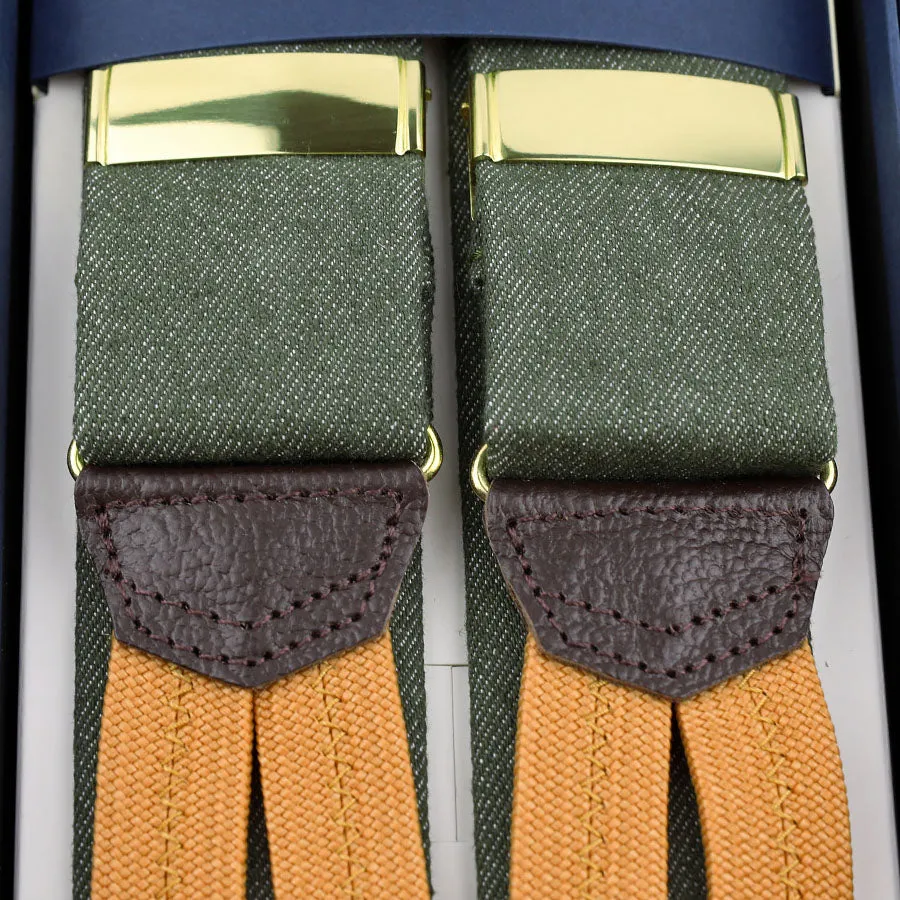 Japanese Denim Braces - Green