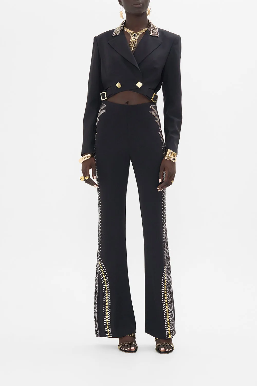 JERSEY FLARE PANT - BLACK/GOLD THEY CALLED HER NEFERTARI