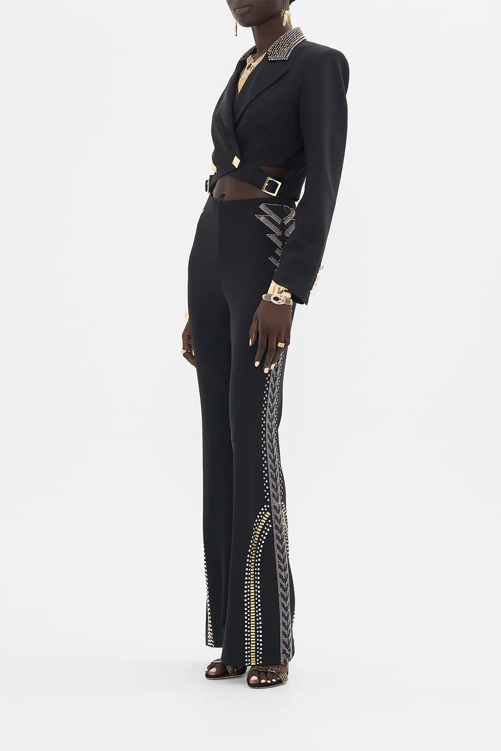 JERSEY FLARE PANT - BLACK/GOLD THEY CALLED HER NEFERTARI