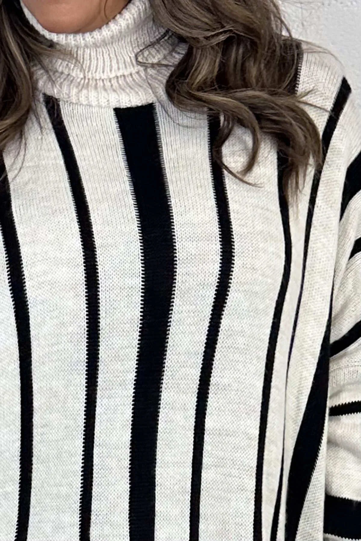 Kenzie Stripe Polo Knitted Jumper Stone