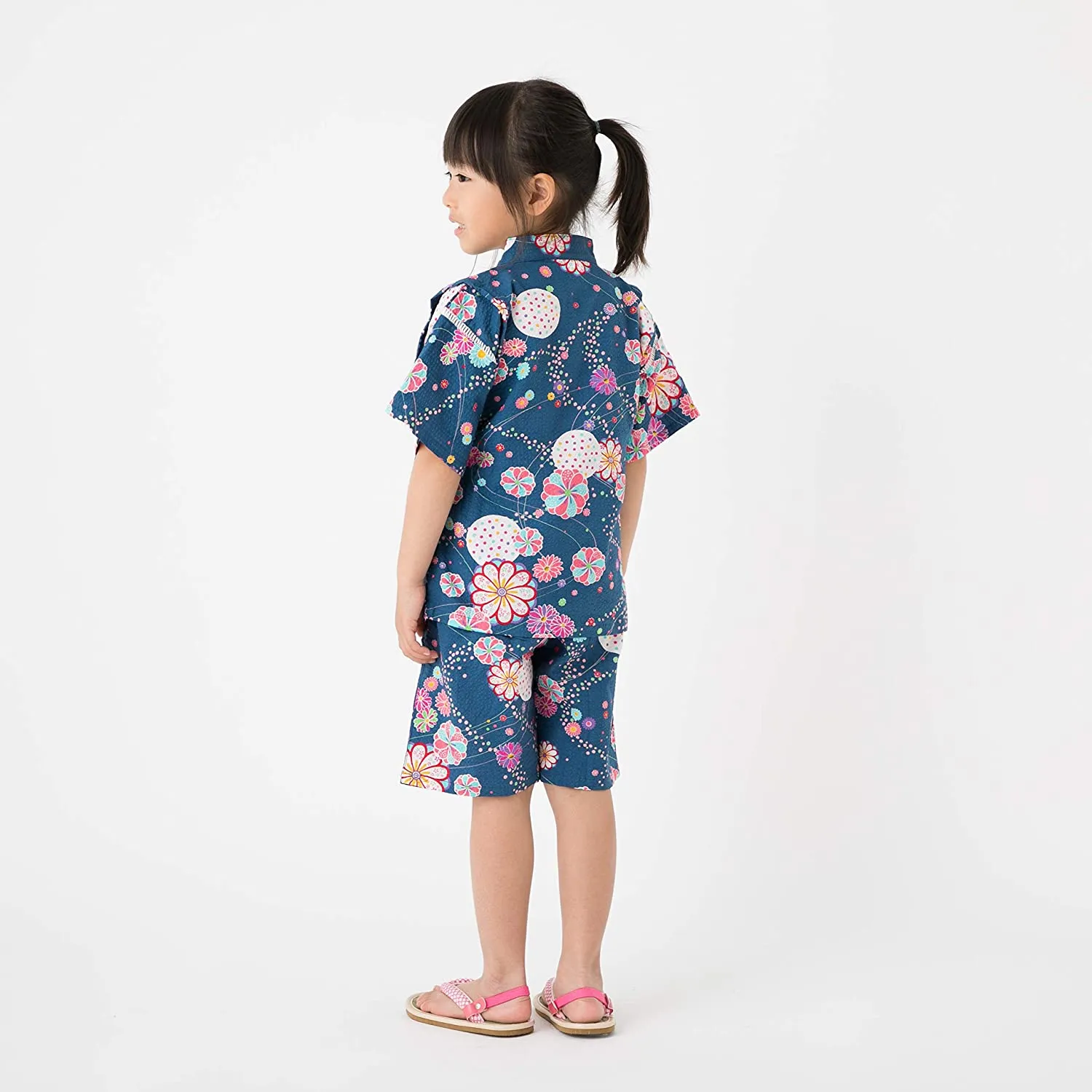 Kid's Jinbei 90cm-150cm Girls Ripple Navy Blue