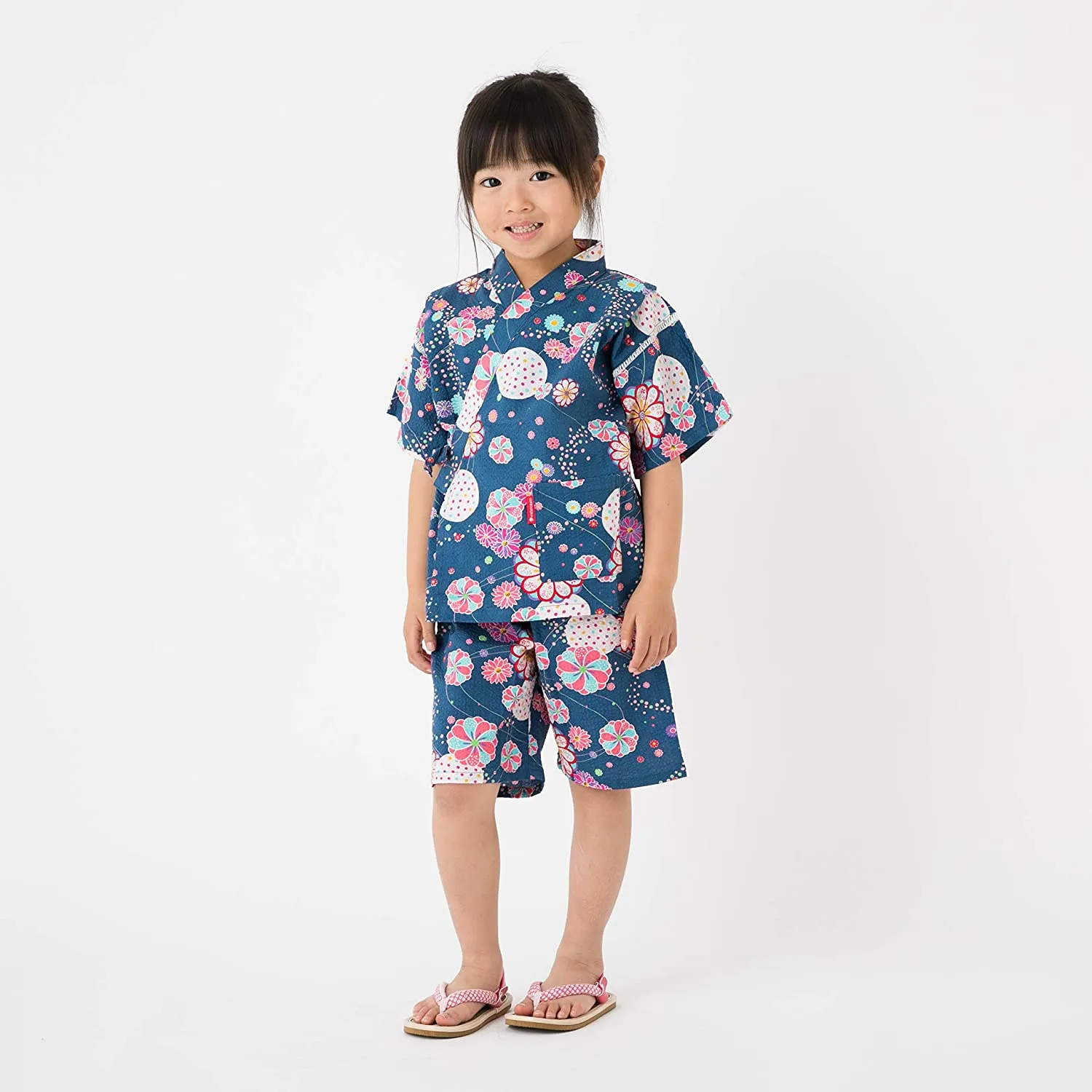 Kid's Jinbei 90cm-150cm Girls Ripple Navy Blue