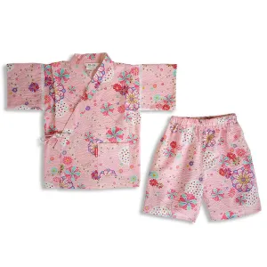 Kid's Jinbei 90cm-150cm Girls Ripple Pink