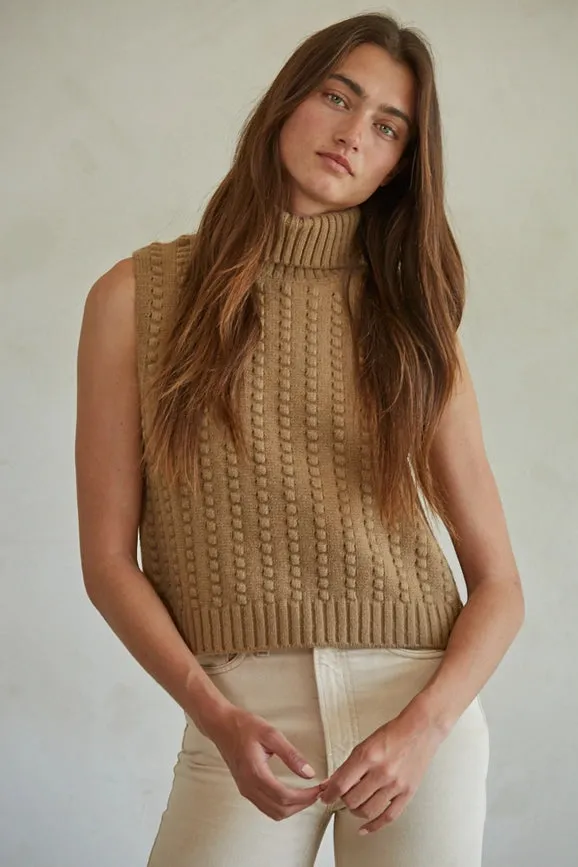 Knit Sweater Cable Ribbed Pullover Vest