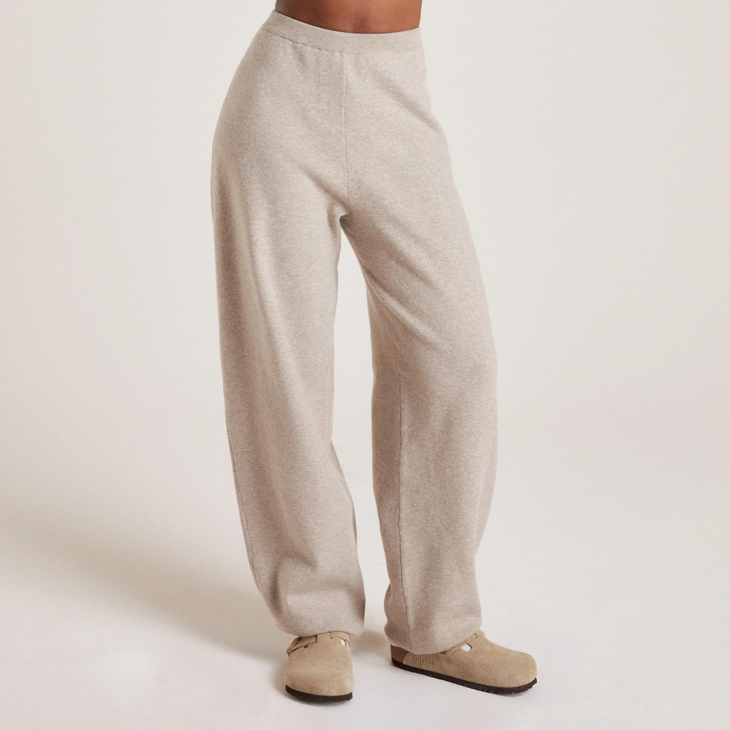 Knitted Joggers - Taupe Marl