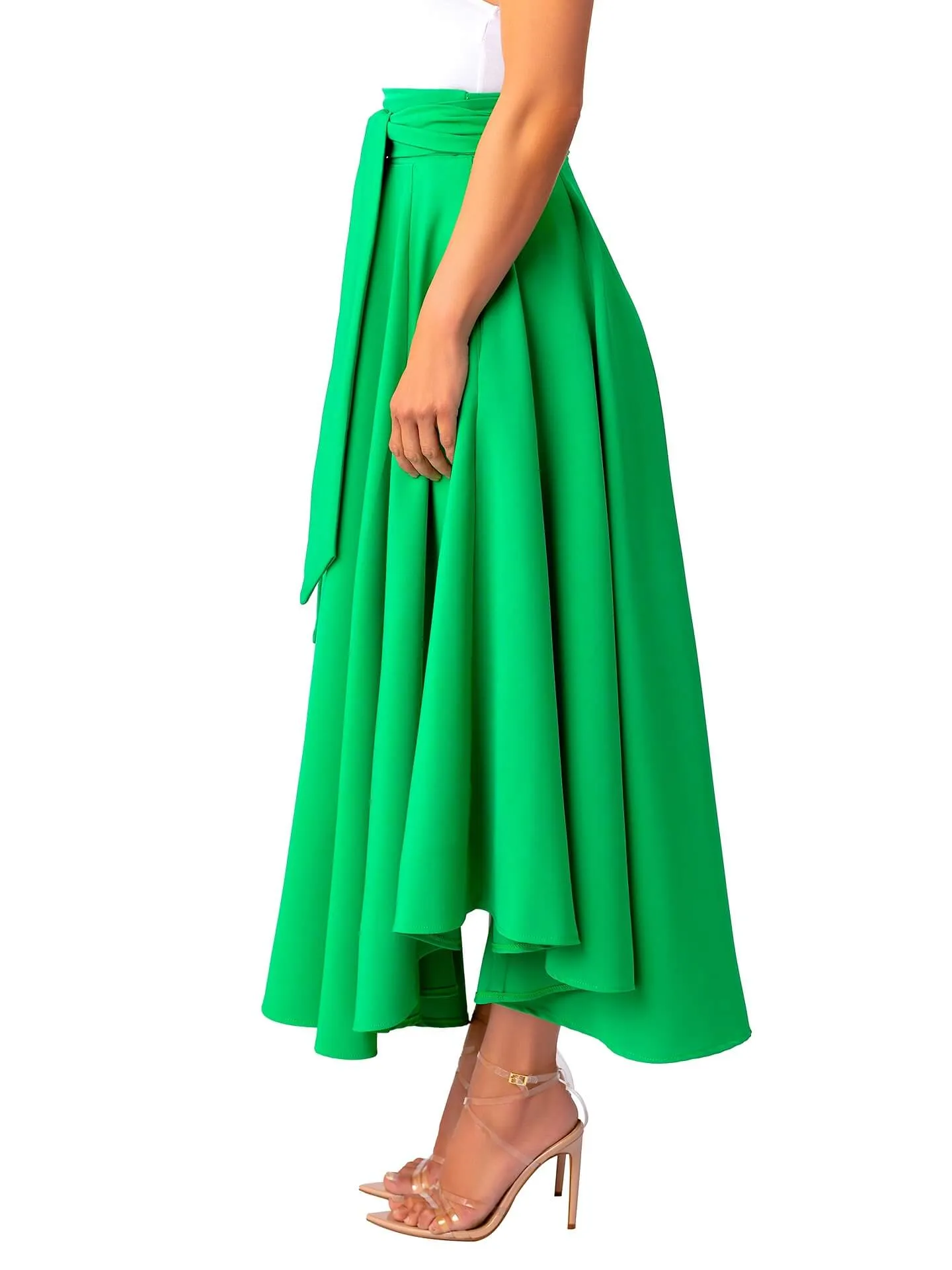 “Ladé” Jade Belted Midi Skirt