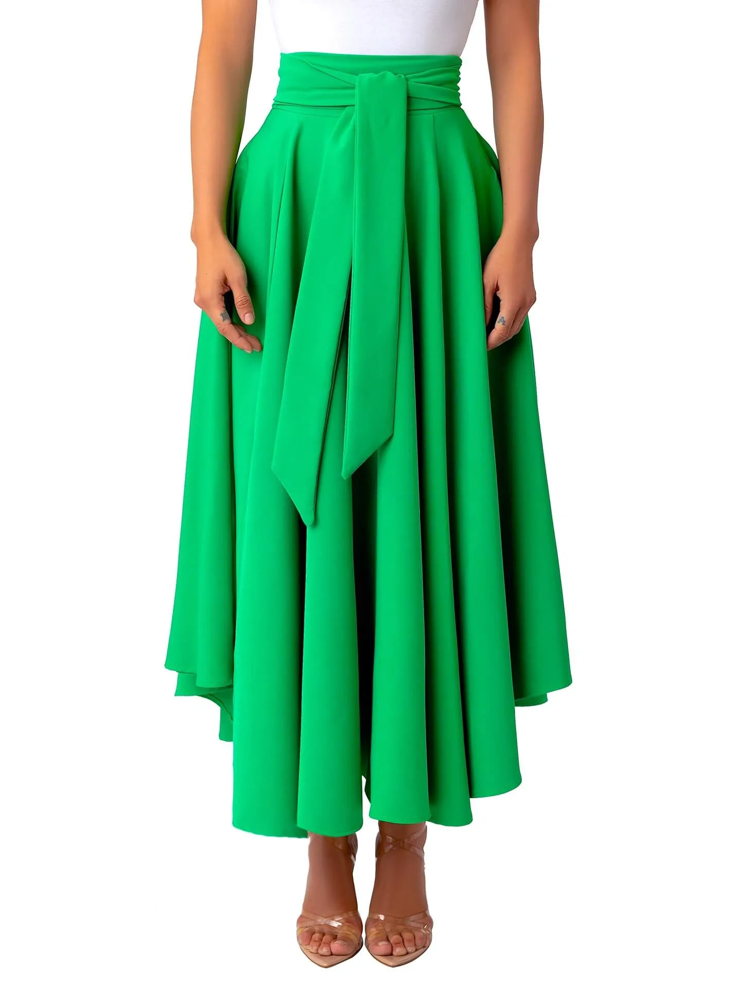 “Ladé” Jade Belted Midi Skirt