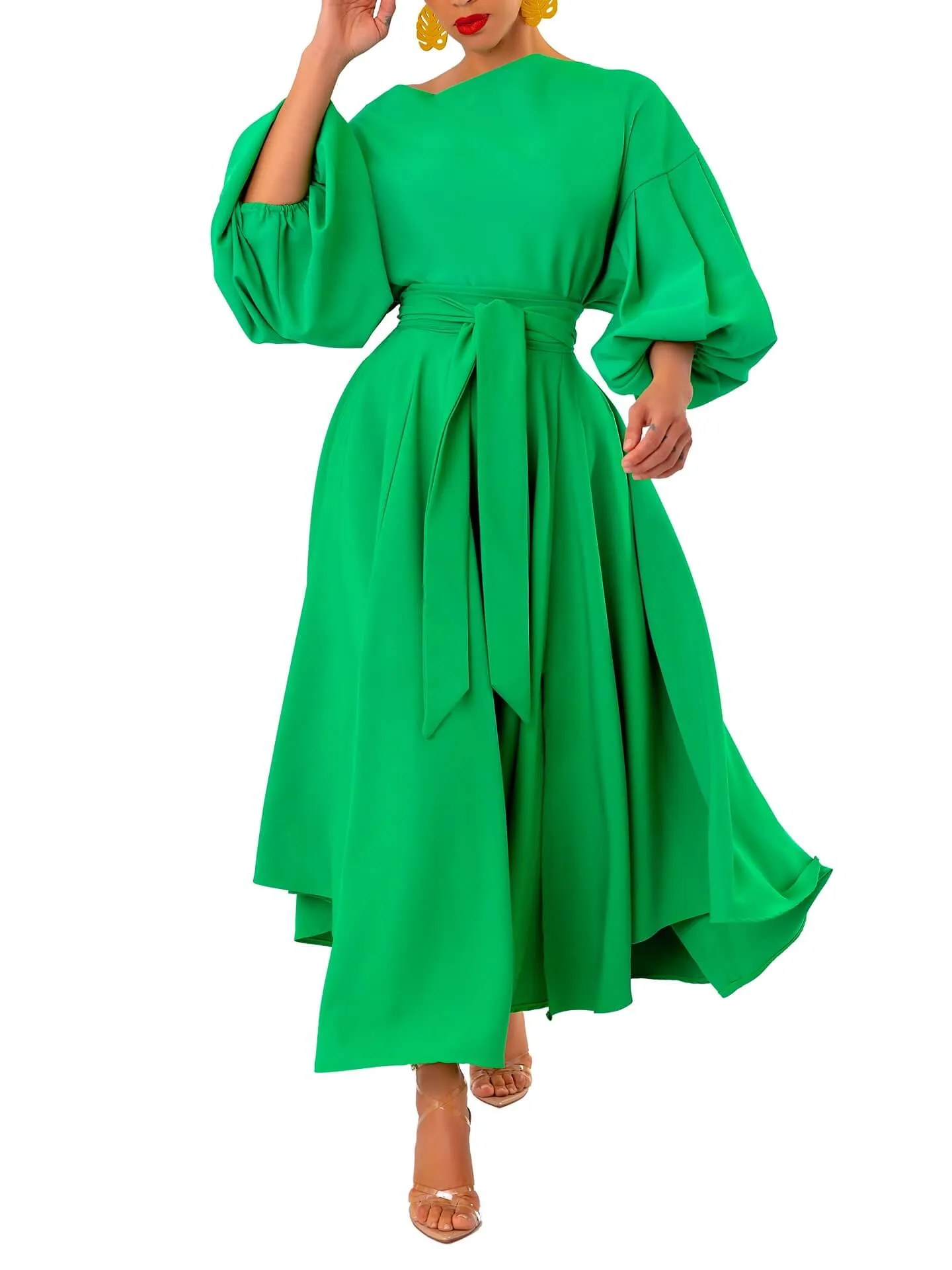 “Ladé” Jade Belted Midi Skirt