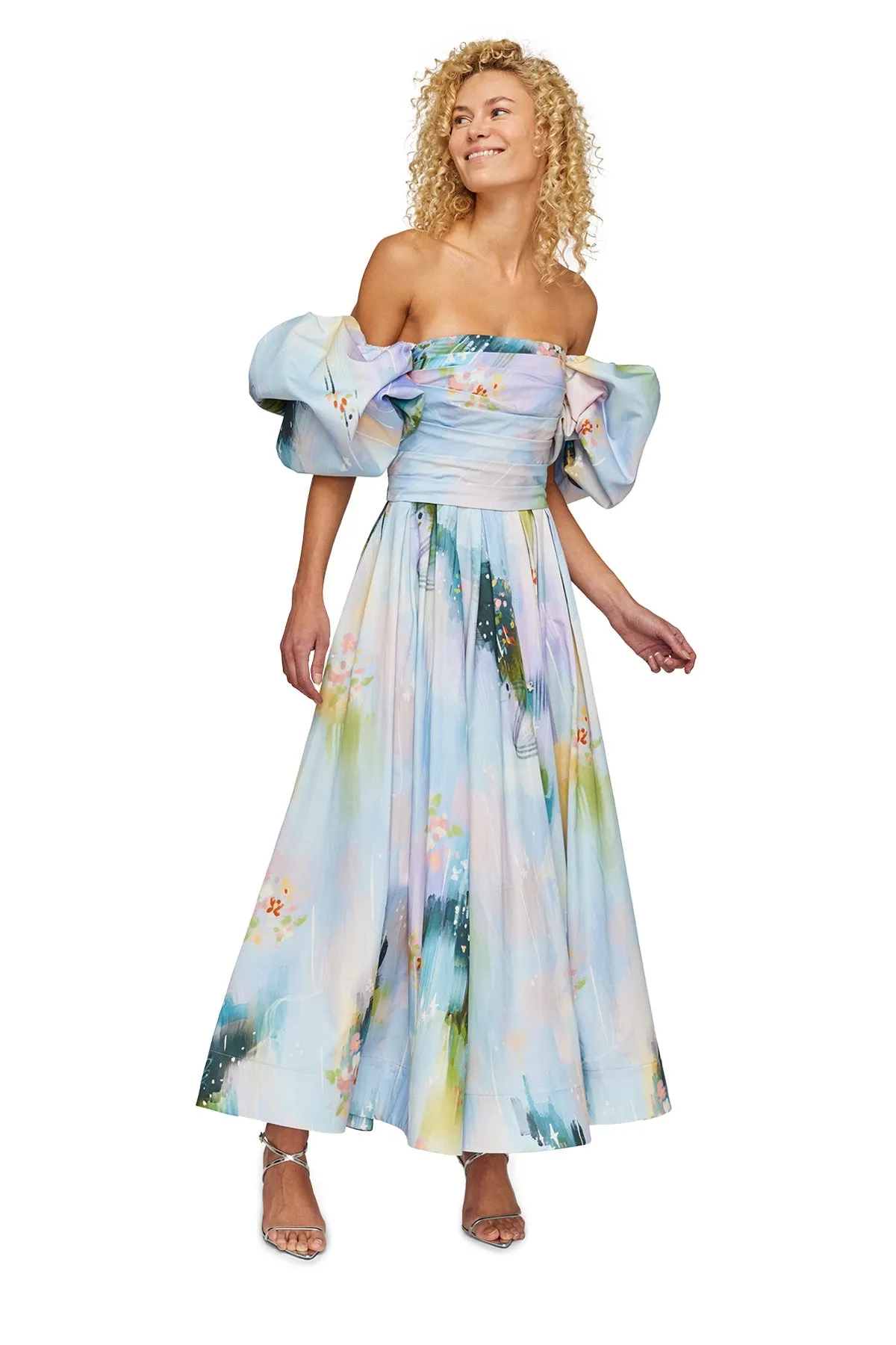 Leo Lin Matilda Puff Sleeve Midi Dress - Willow Print