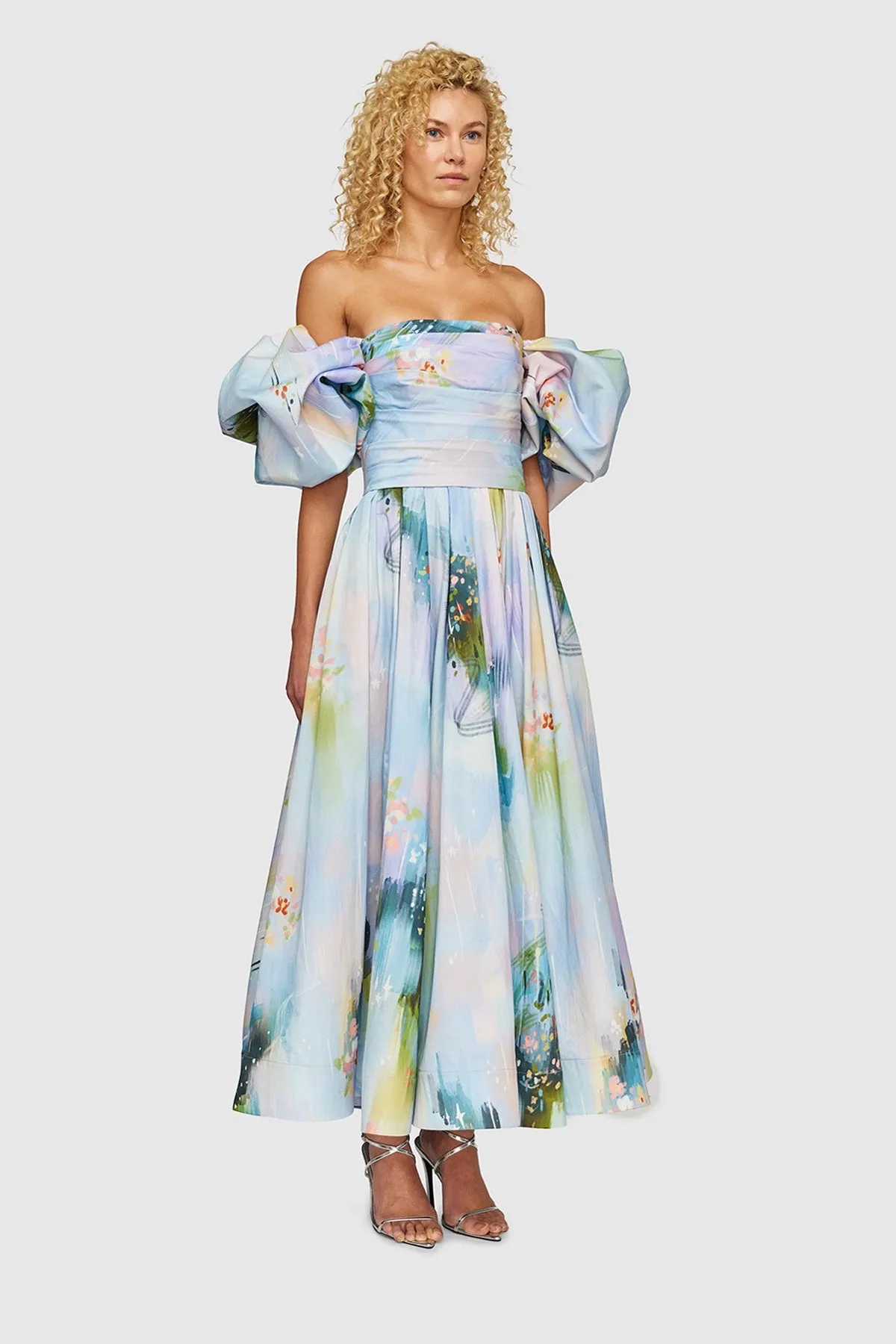 Leo Lin Matilda Puff Sleeve Midi Dress - Willow Print