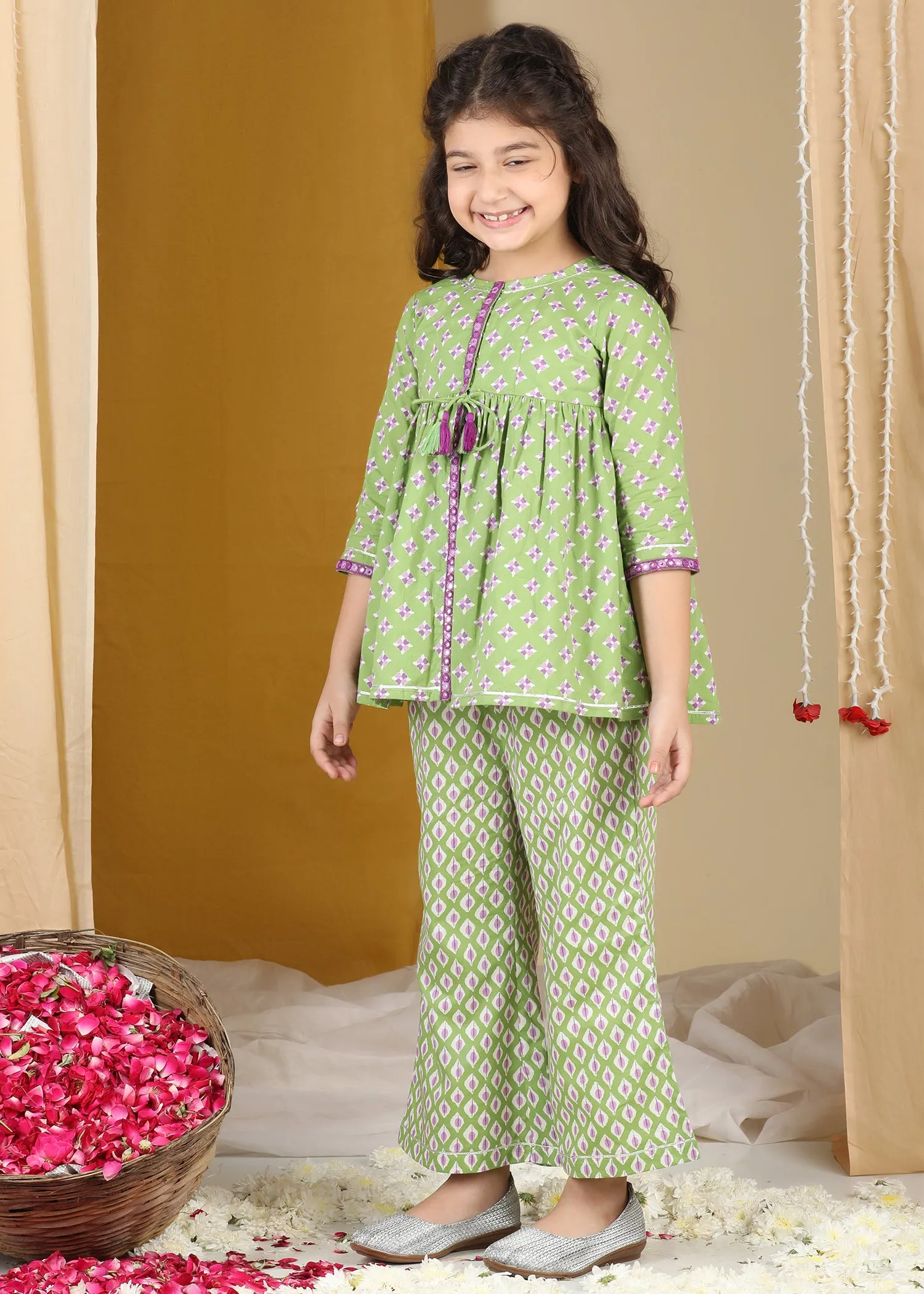 Lil Celebrations Green Co-ord Set  Girls (2-12Yrs)