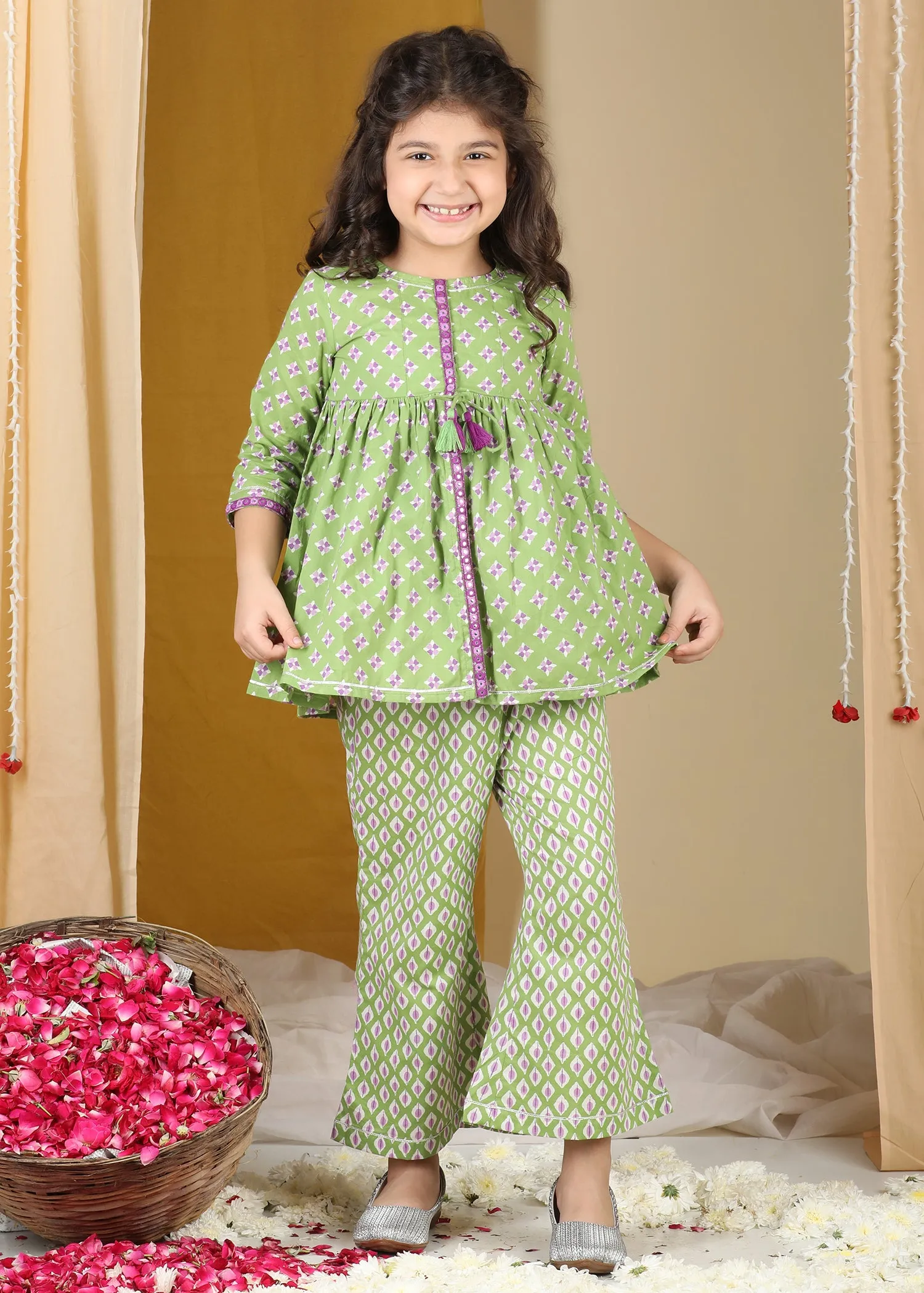 Lil Celebrations Green Co-ord Set  Girls (2-12Yrs)