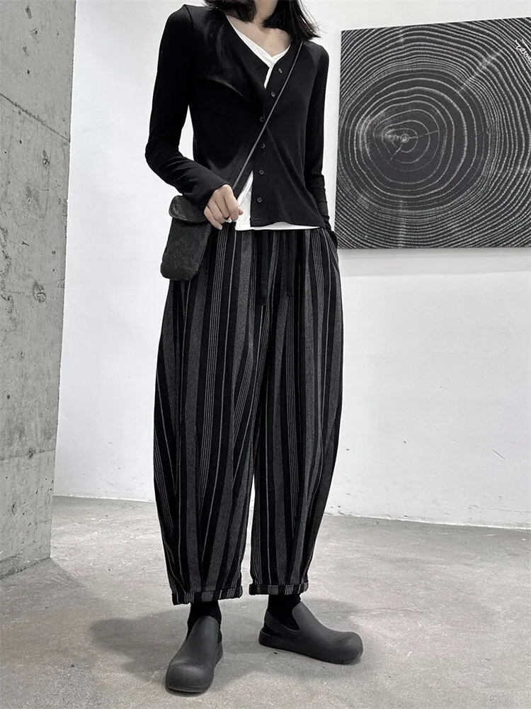 Loose Fit Striped Wide Leg Pants