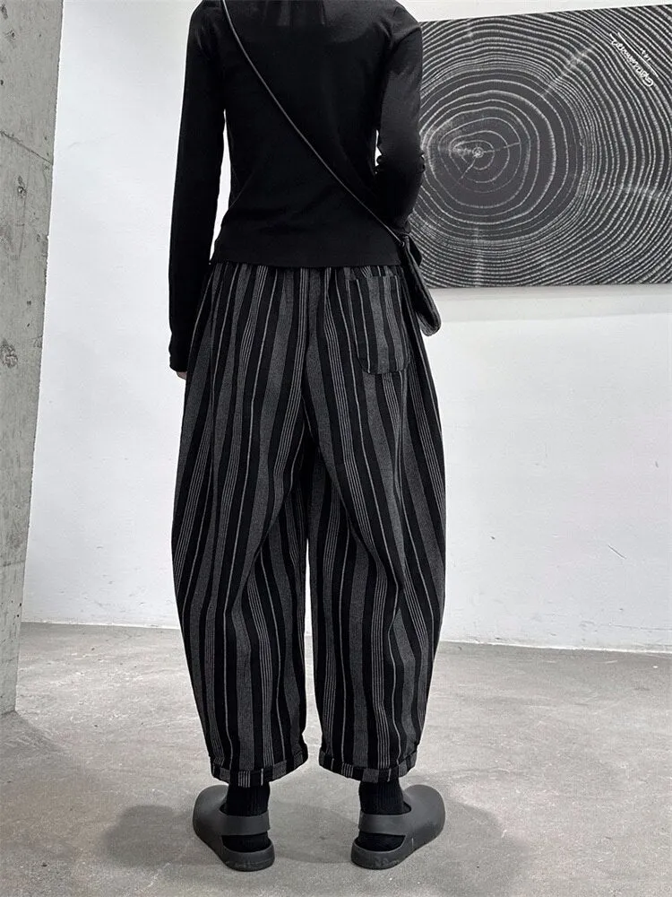 Loose Fit Striped Wide Leg Pants