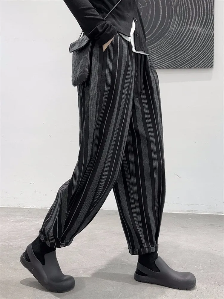 Loose Fit Striped Wide Leg Pants