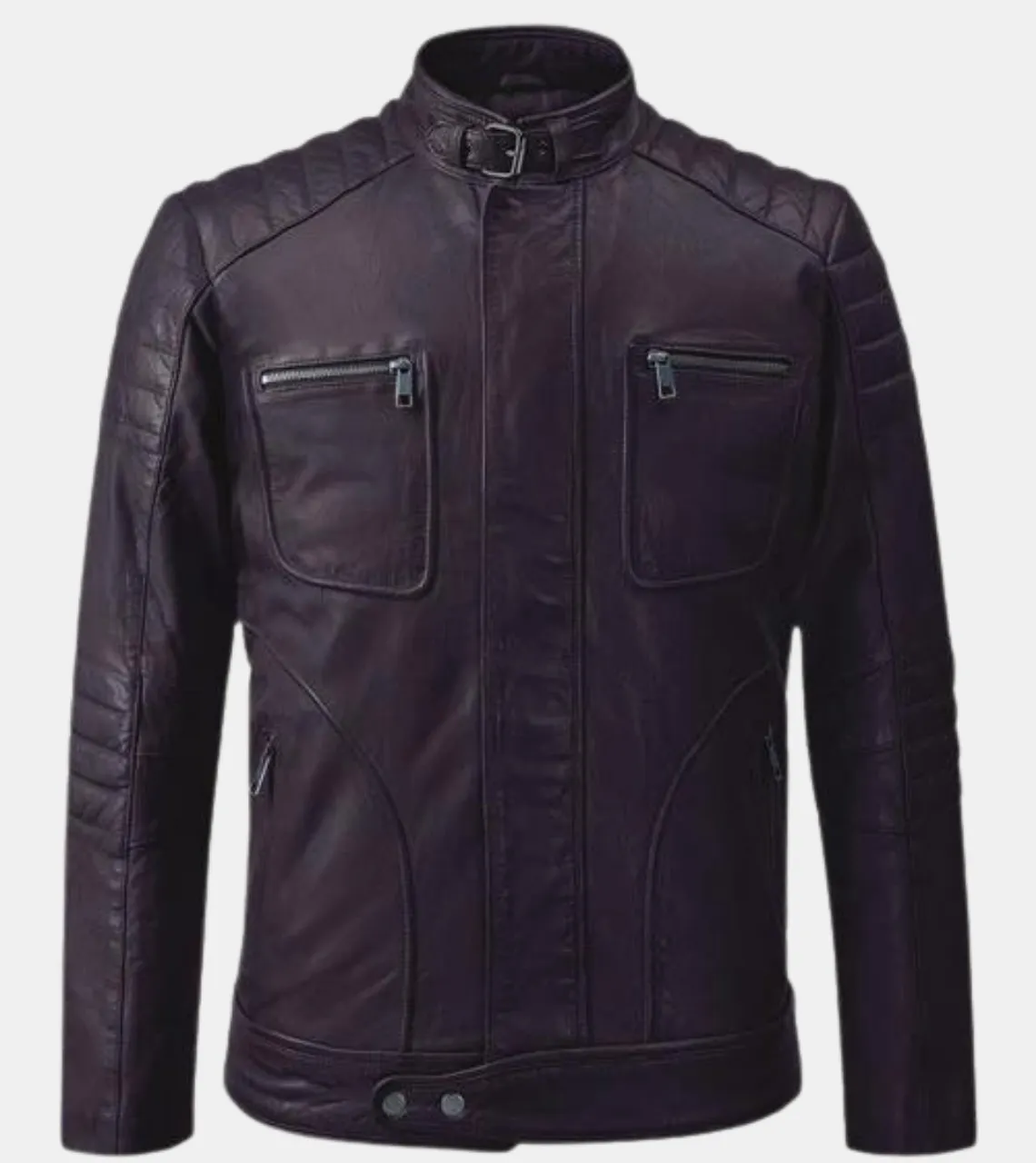 Lorenzo Men's Violet Quilted Leather Jacket