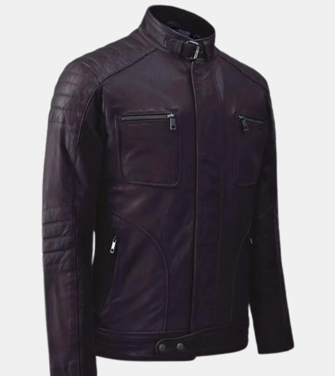 Lorenzo Men's Violet Quilted Leather Jacket