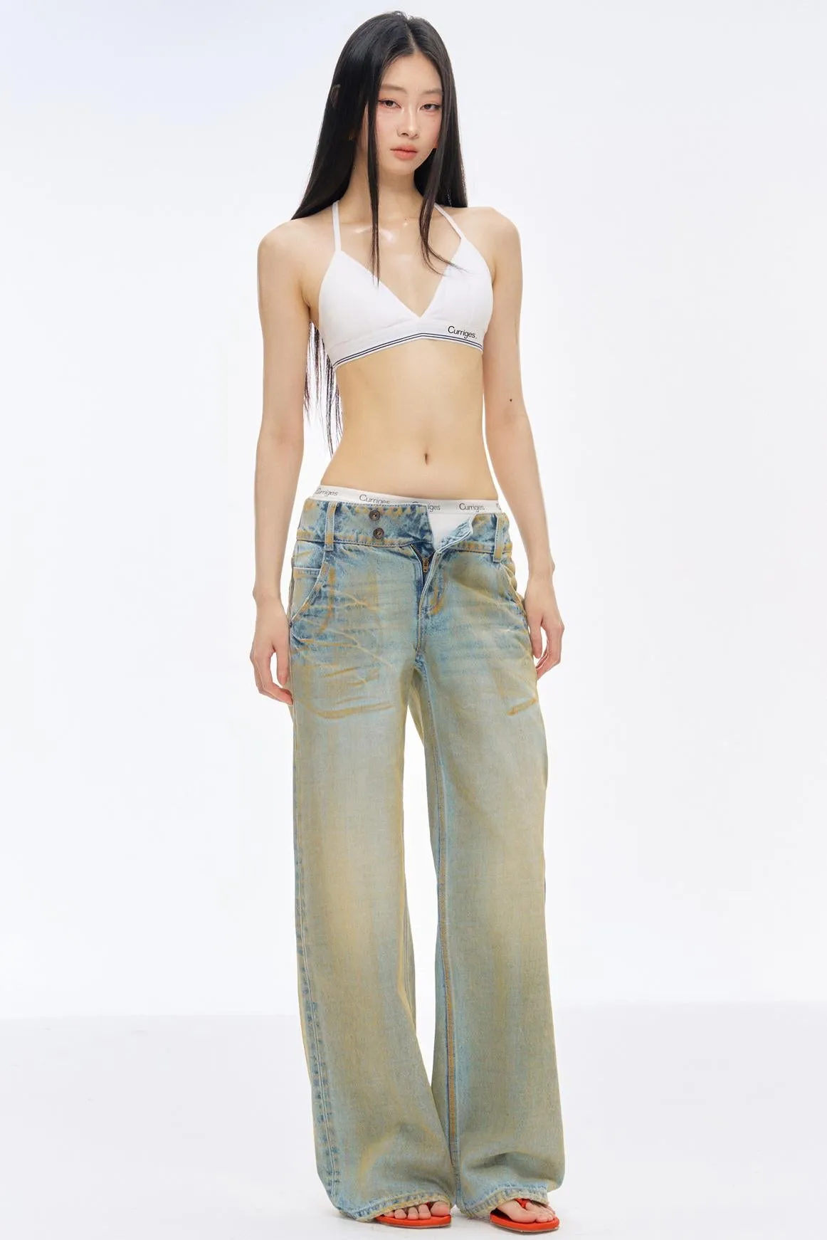 Low-Rise Slim High-Flared Jeans