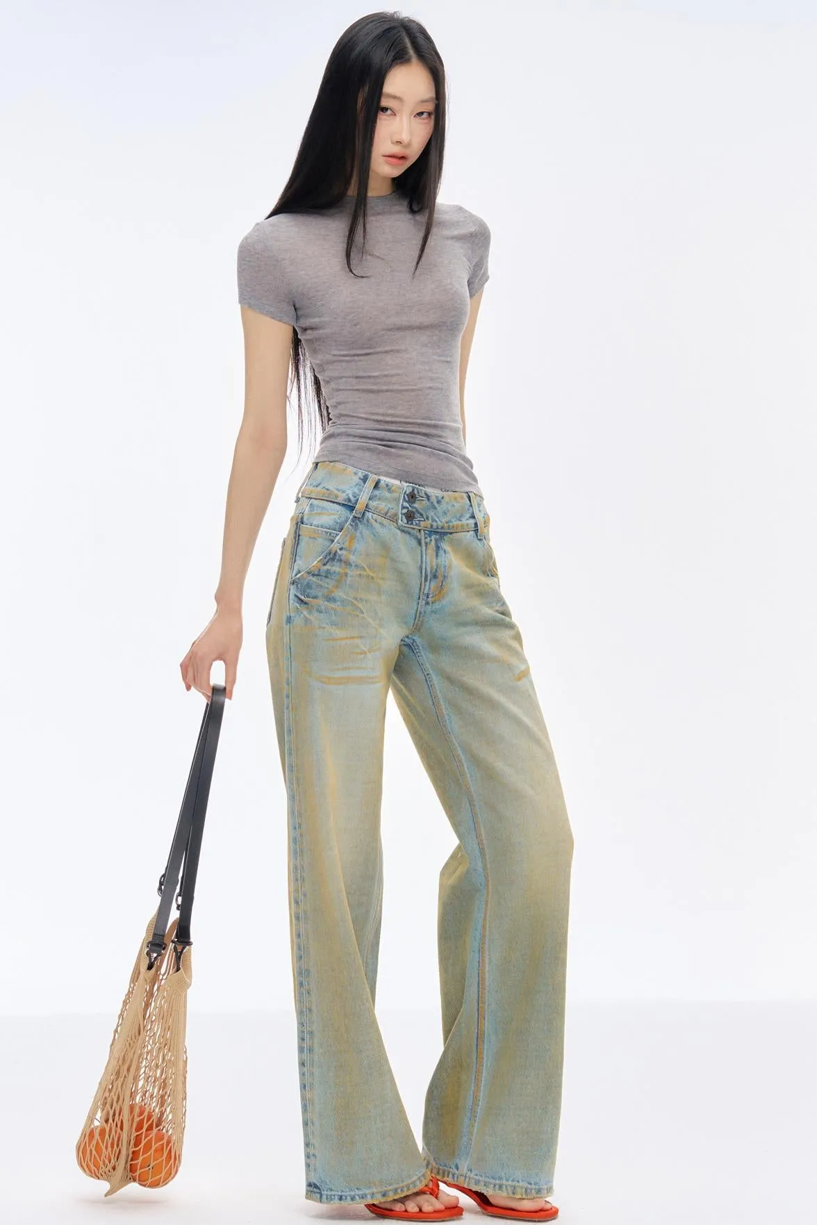 Low-Rise Slim High-Flared Jeans