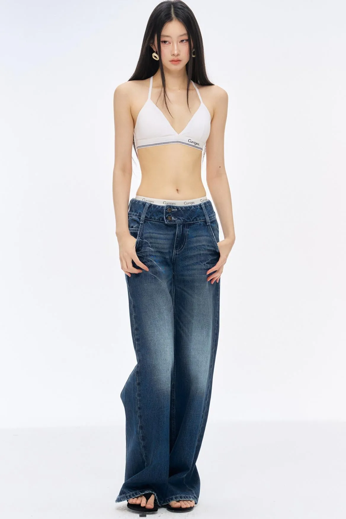 Low-Rise Slim High-Flared Jeans