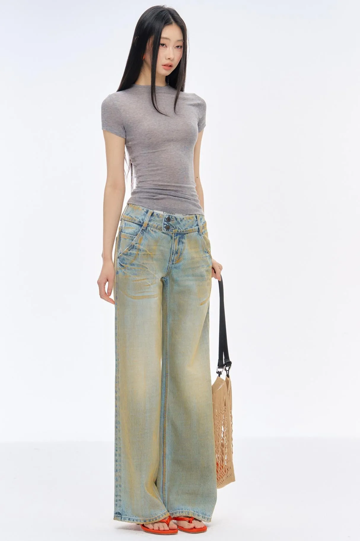 Low-Rise Slim High-Flared Jeans