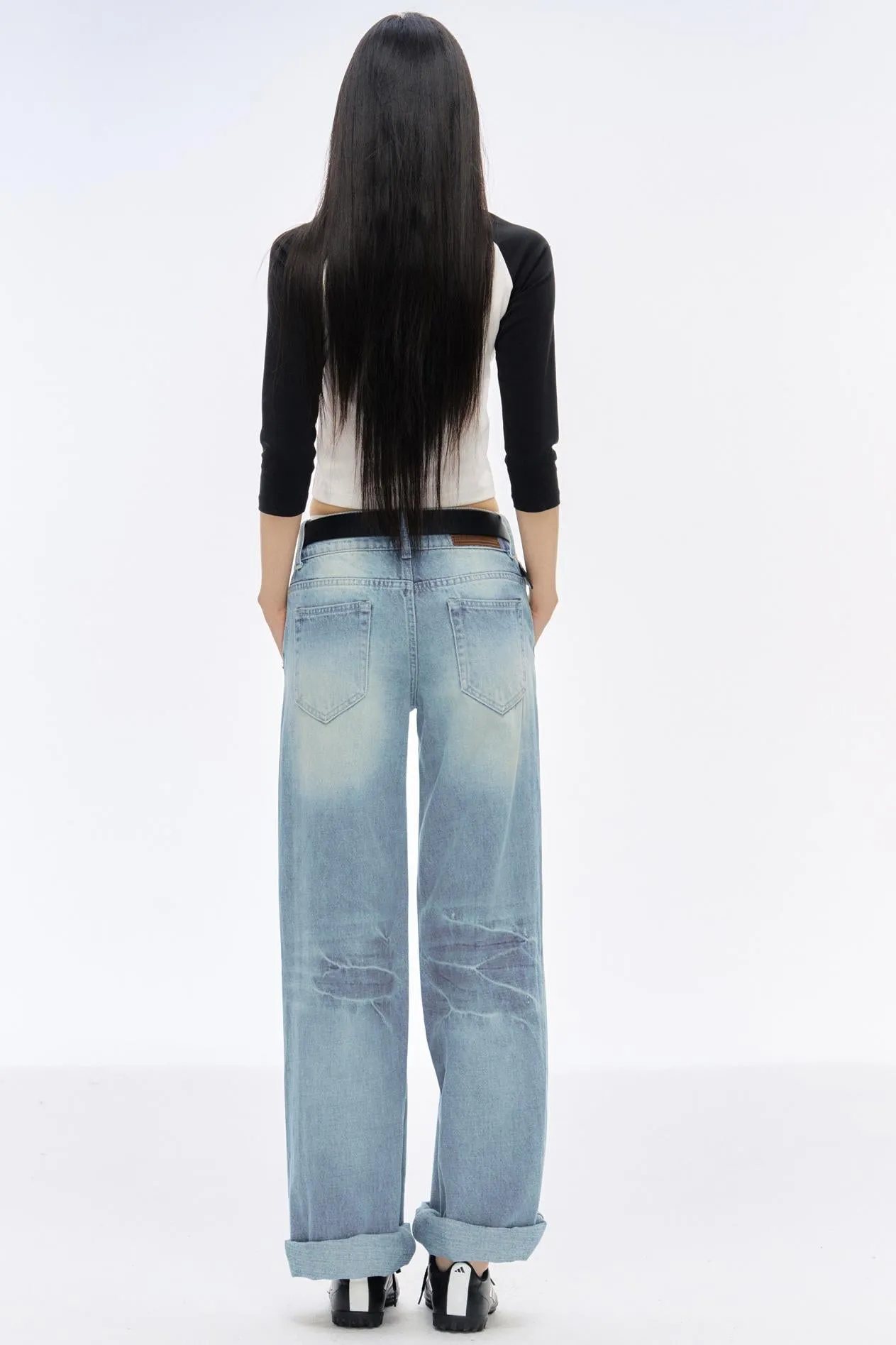 Low-Rise Slim High-Flared Jeans