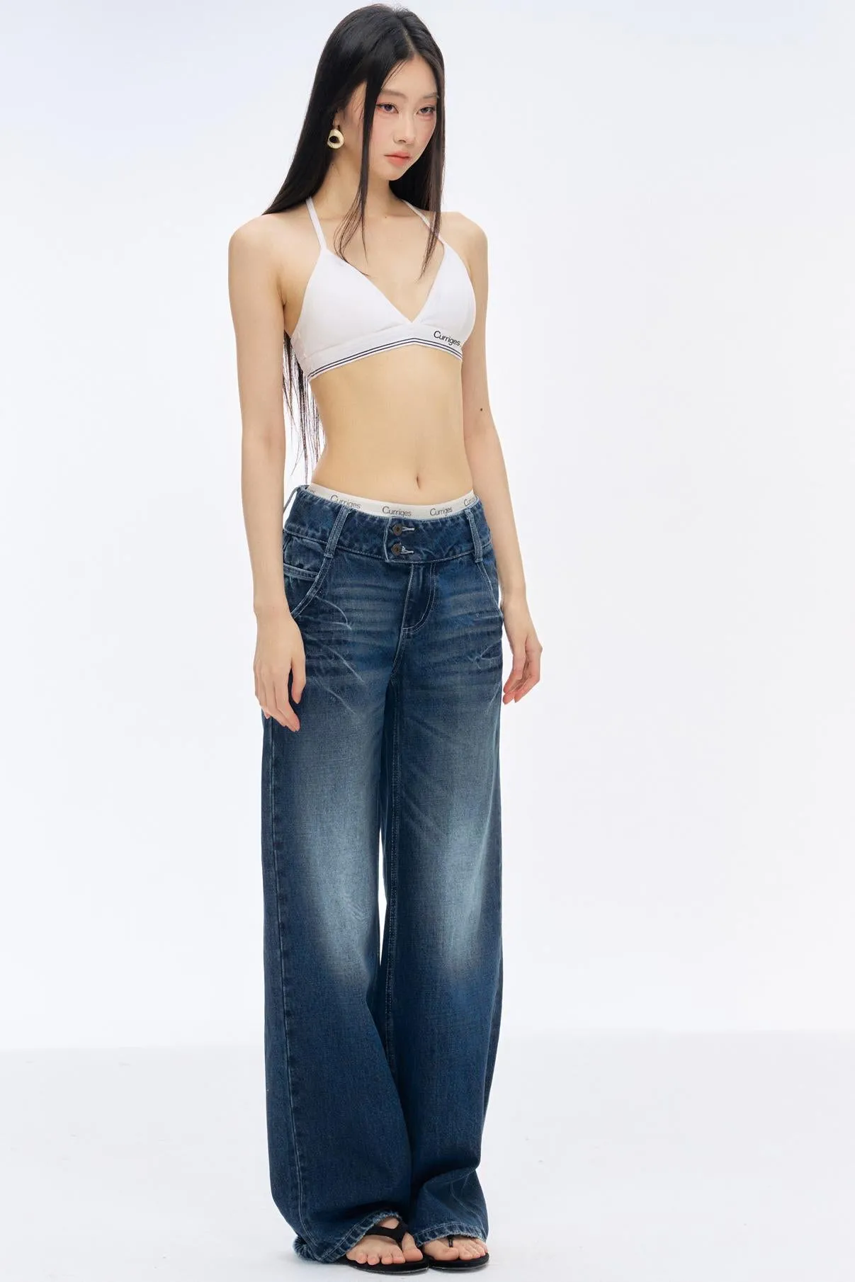 Low-Rise Slim High-Flared Jeans