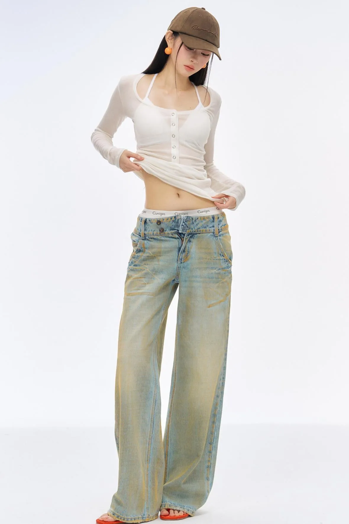 Low-Rise Slim High-Flared Jeans