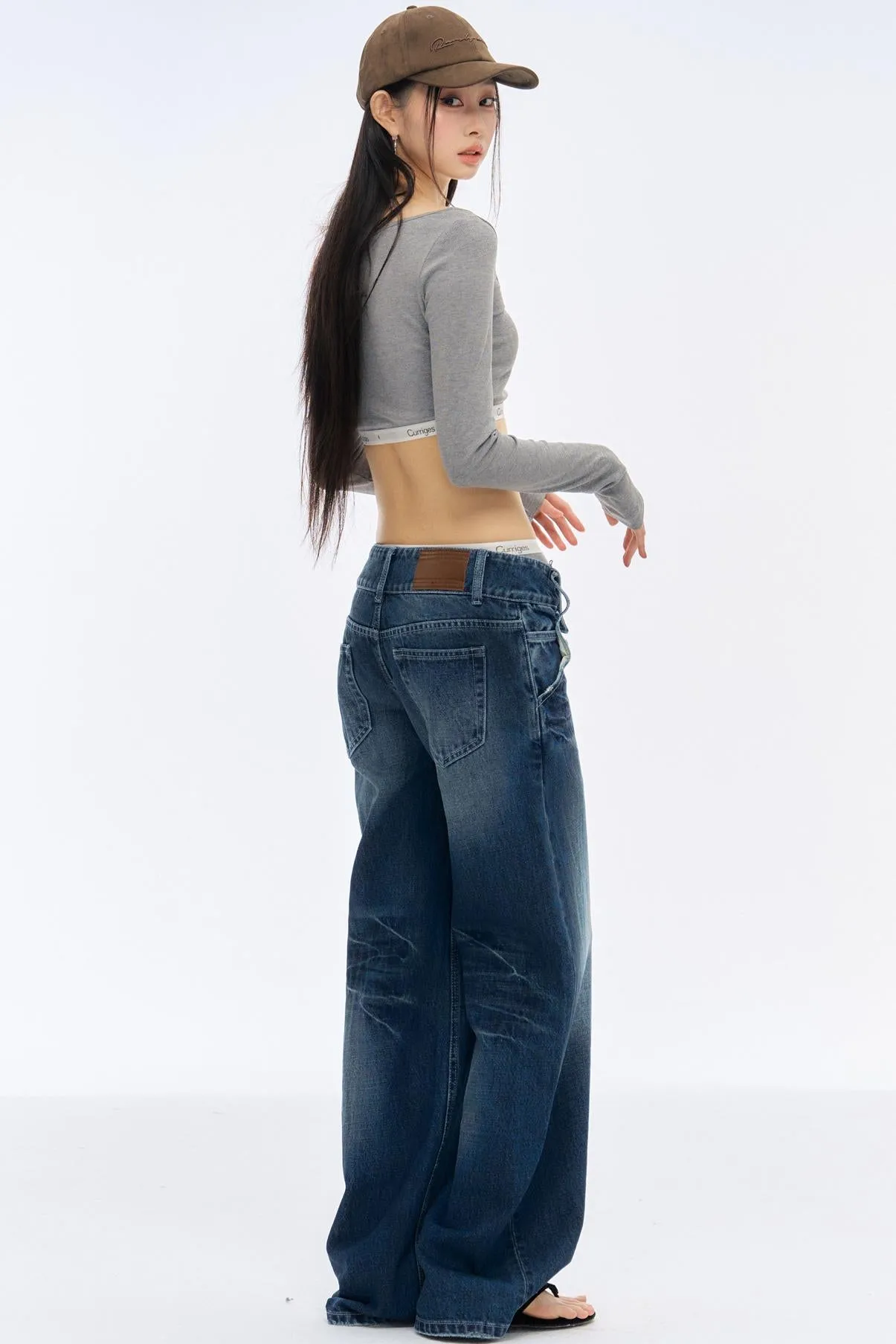 Low-Rise Slim High-Flared Jeans