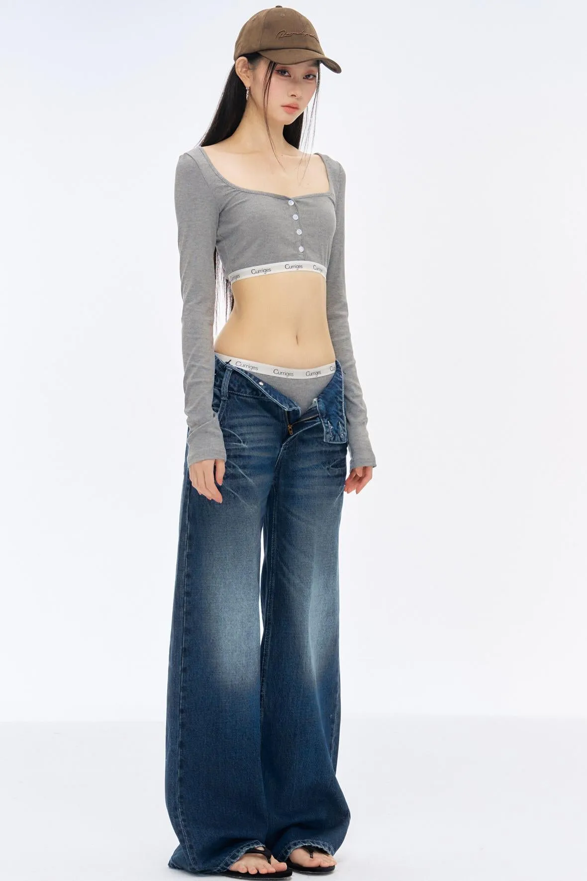 Low-Rise Slim High-Flared Jeans