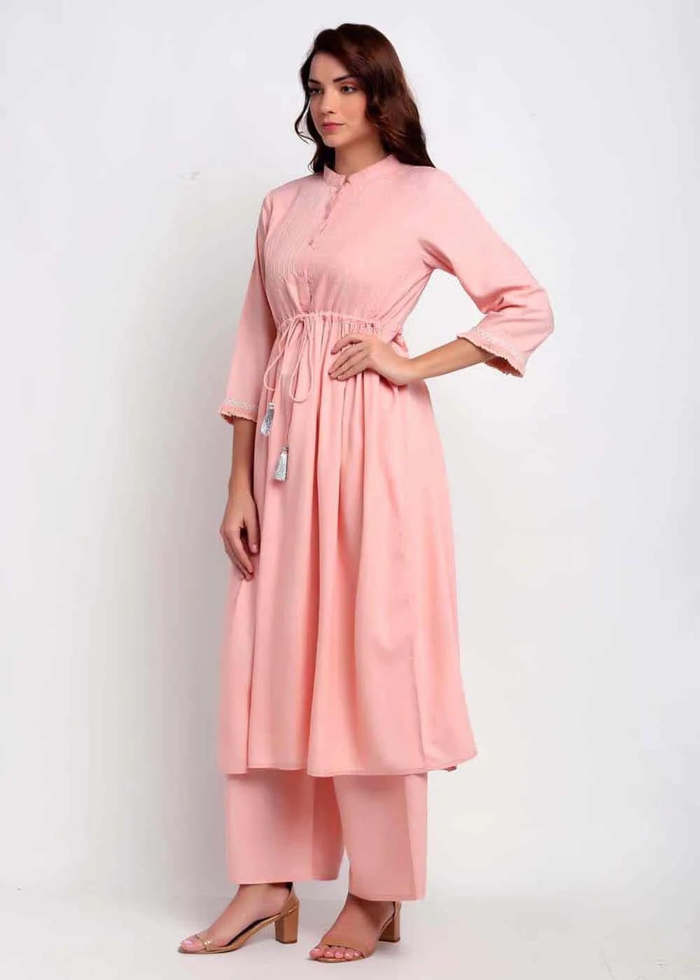 Lurex Detailed Peach Kurti