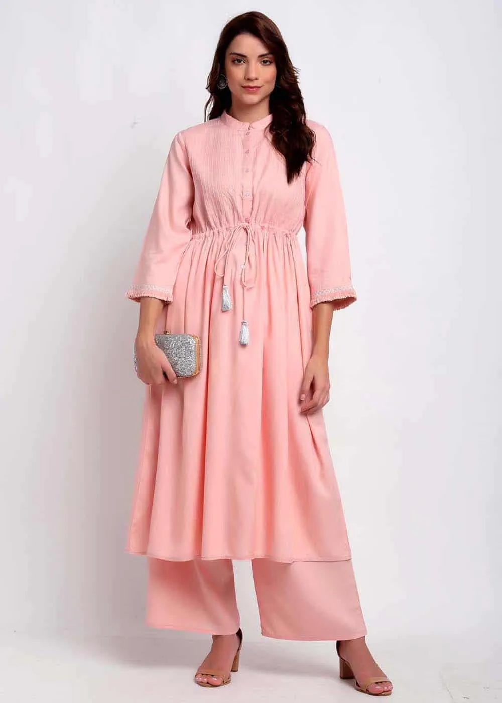 Lurex Detailed Peach Kurti